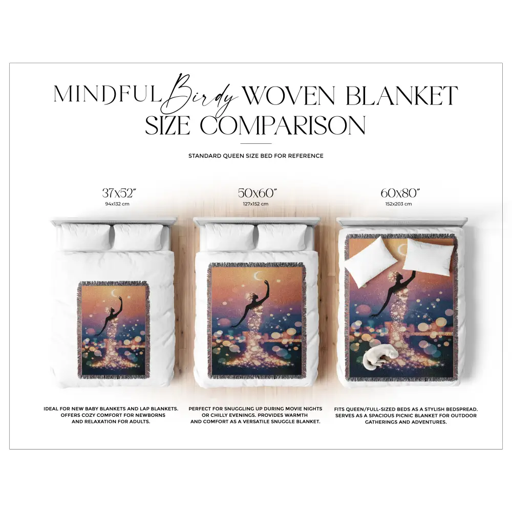 Woven blanket size comparison for Luminous Woman Personalized Woven Blanket