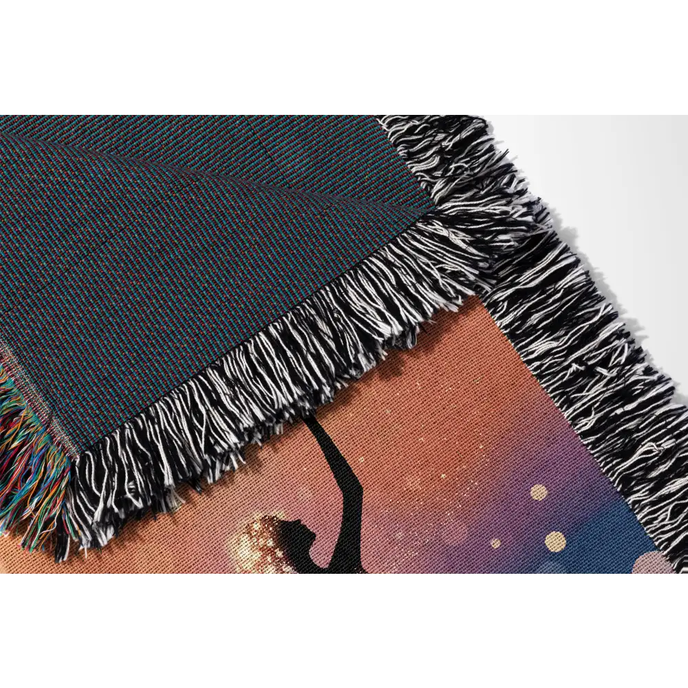 Luminous Woman Personalized Woven Blanket with fringe, perfect for cozy home decor