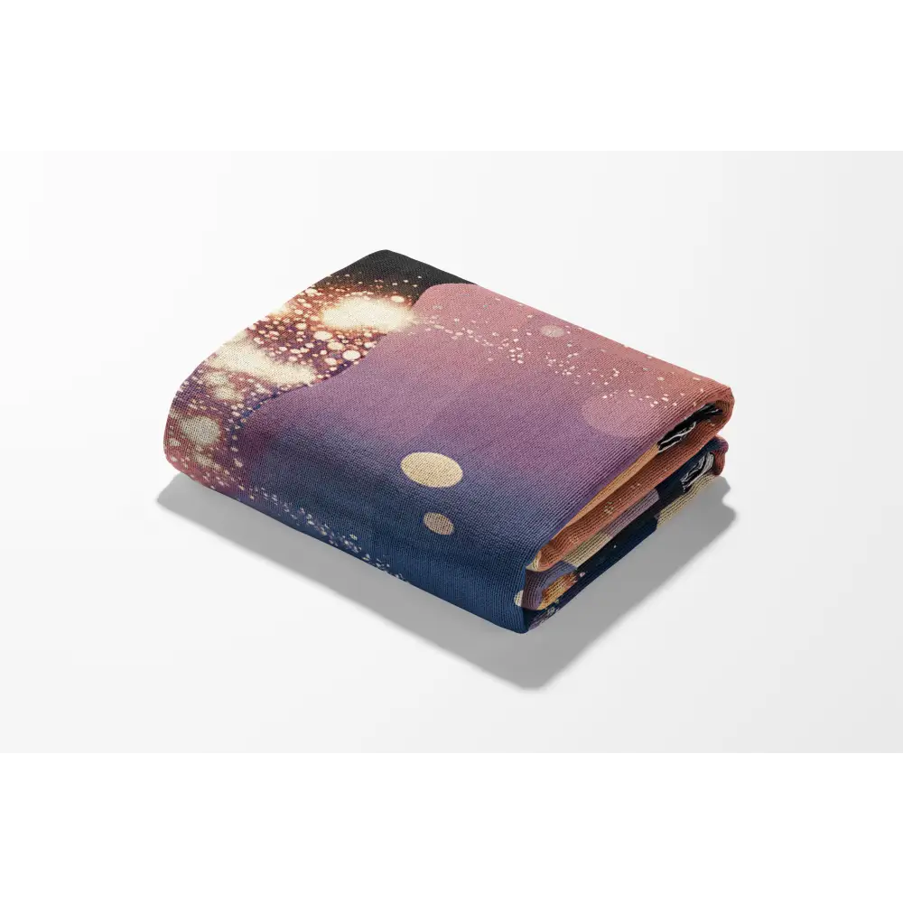 Folded galaxy-themed towel in Luminous Woman Personalized Woven Blanket design