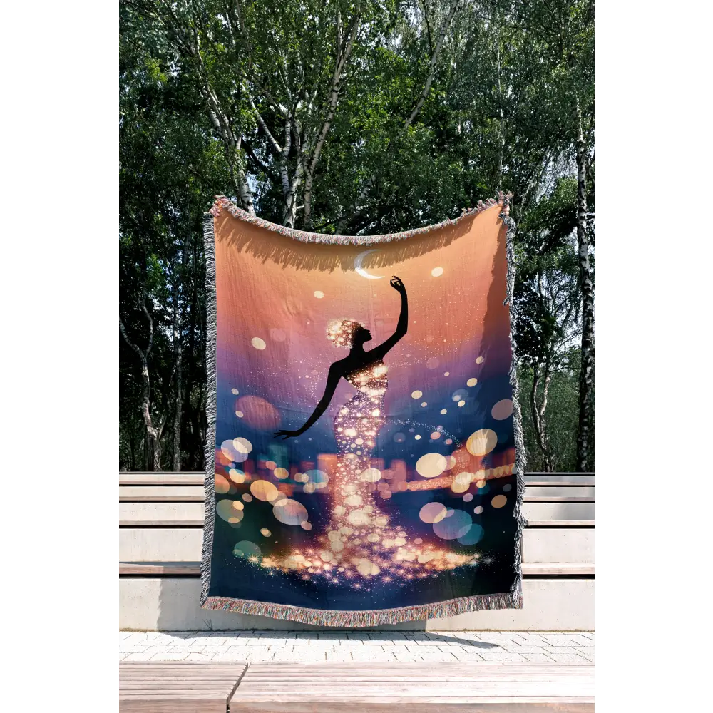 Woven throw blanket featuring celestial design, perfect for a Luminous Woman Personalized gift