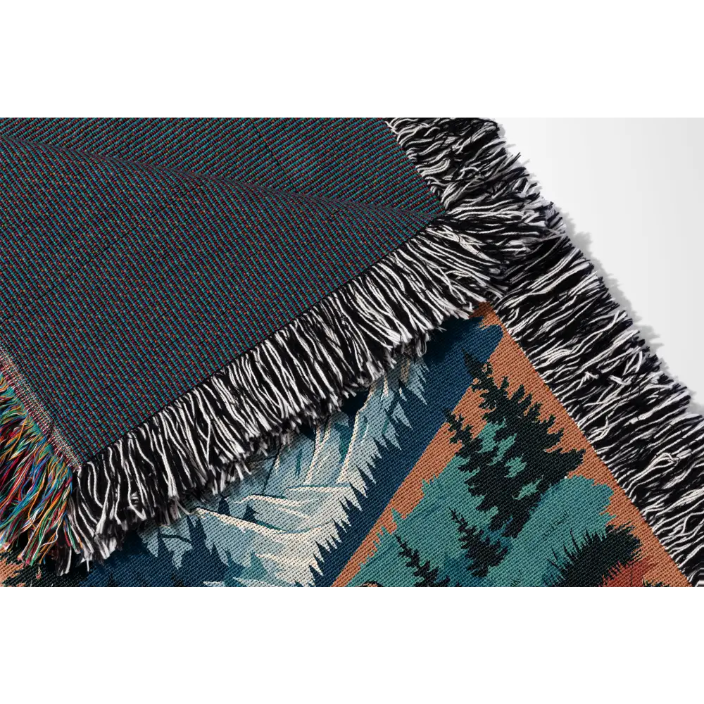 Sunset Trail Personalized Woven Blanket featuring mountain and forest design