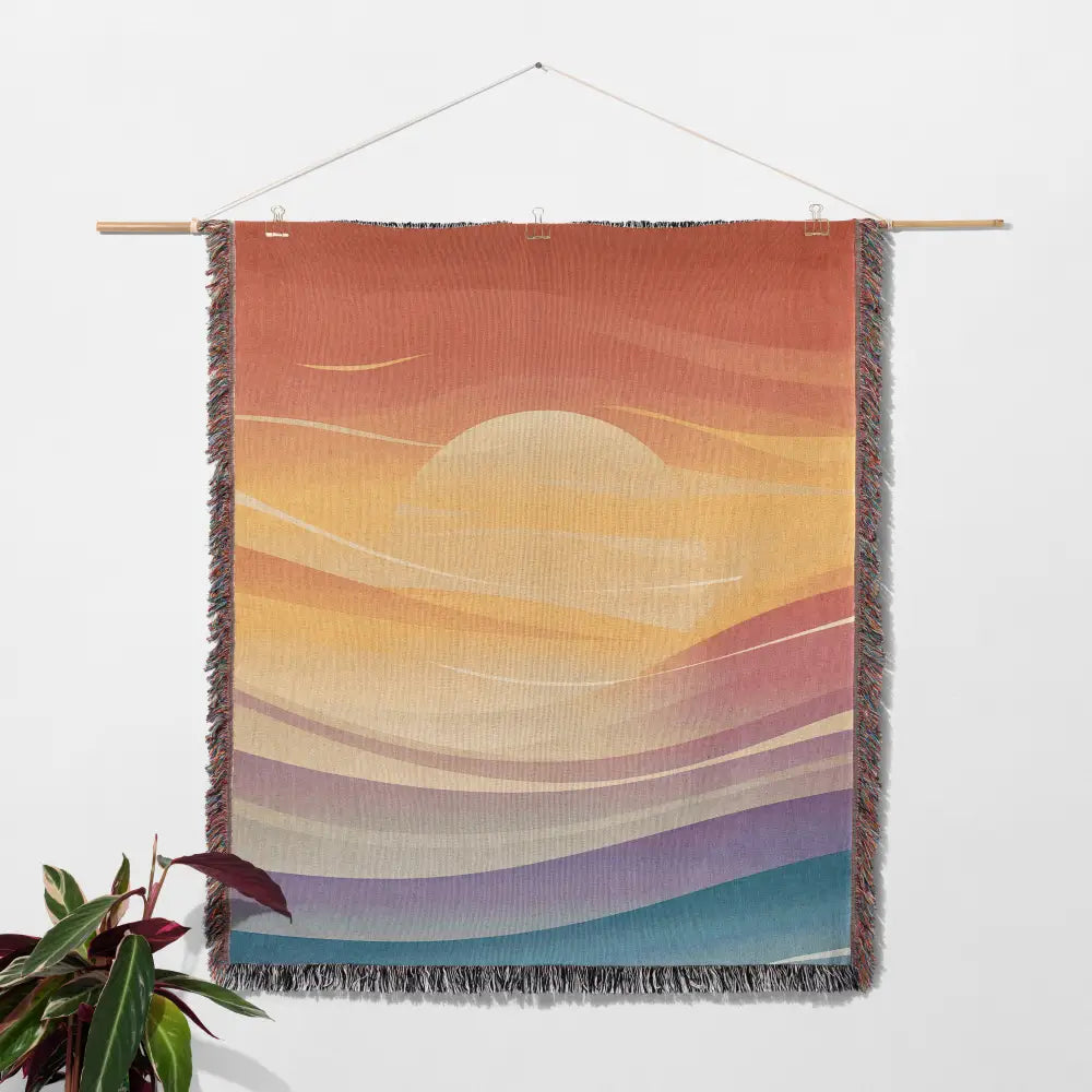 Abstract Sunset Personalized Woven Blanket