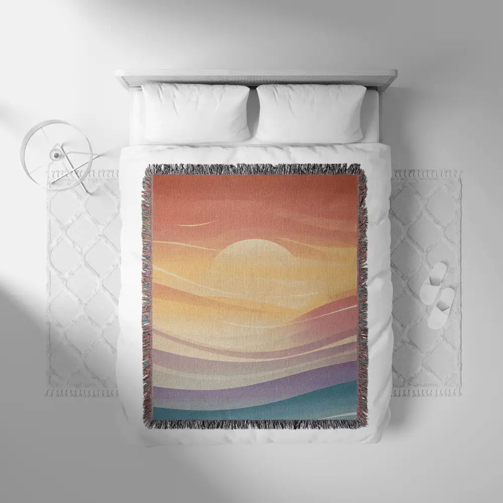 Abstract Sunset Personalized Woven Blanket