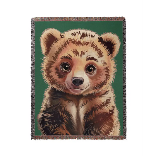 Baby Bear Personalized Woven Blanket