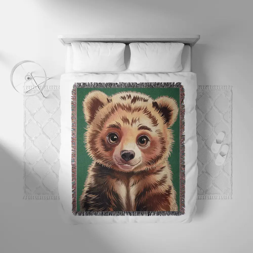 Baby Bear Personalized Woven Blanket