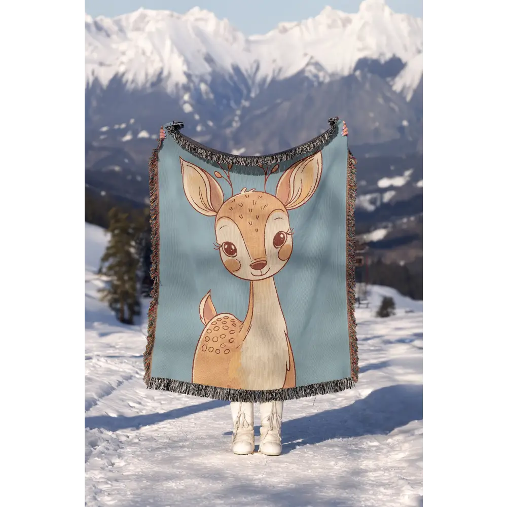 Baby Deer Personalized Woven Blanket