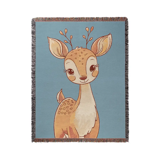 Baby Deer Personalized Woven Blanket