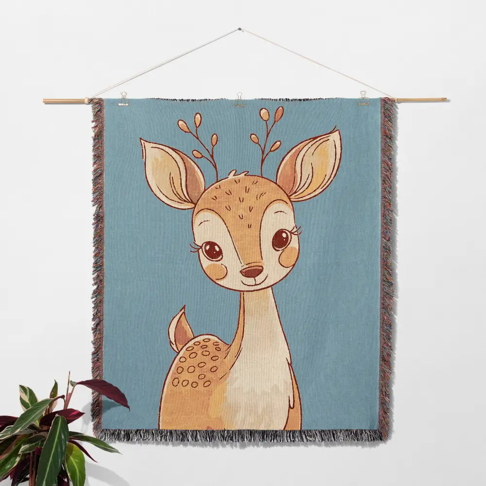 Baby Deer Personalized Woven Blanket