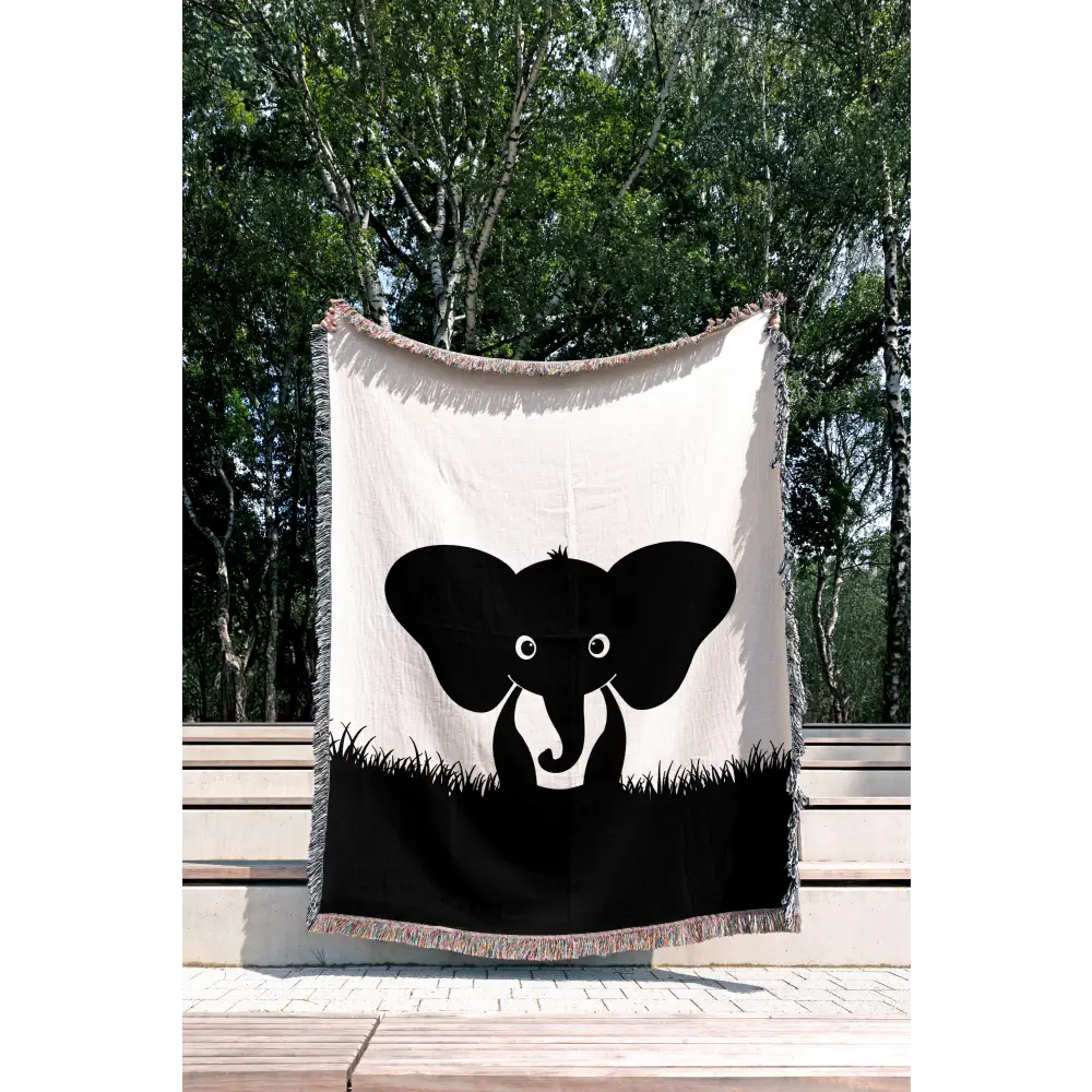 Baby Elephant Silhouette Personalized Woven Blanket