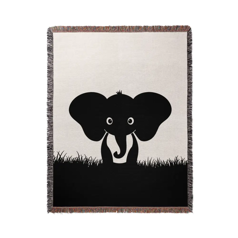 baby-elephant-silhouette-personalized-woven-blanket