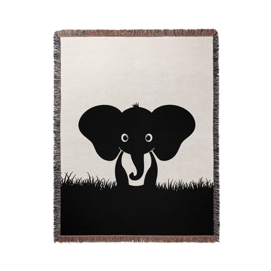 Baby Elephant Silhouette Personalized Woven Blanket