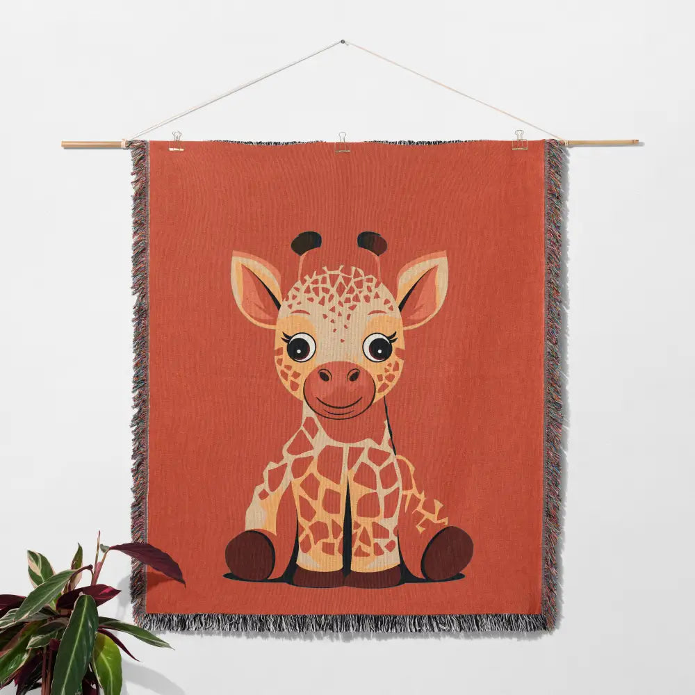 Baby Giraffe Personalized Woven Blanket