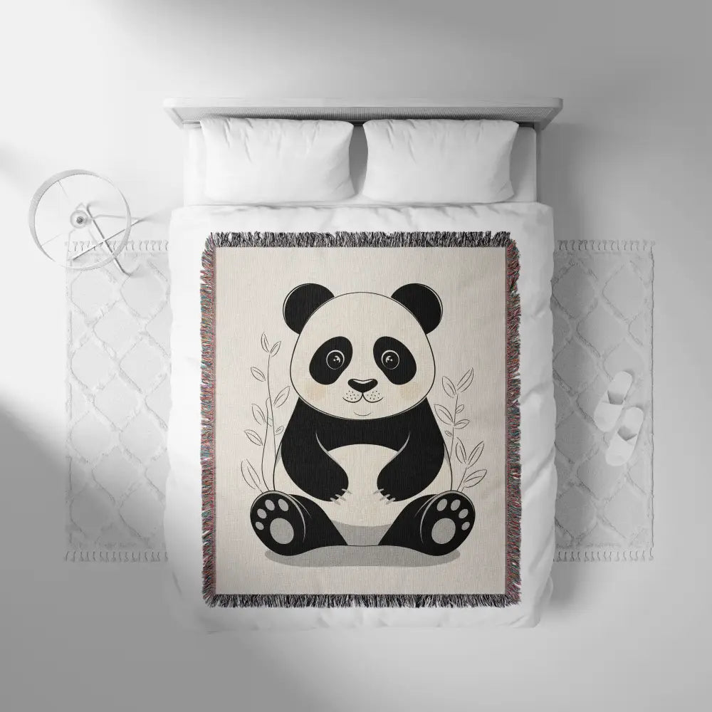 Baby Panda Personalized Woven Blanket