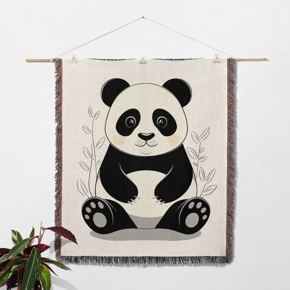 Baby Panda Personalized Woven Blanket