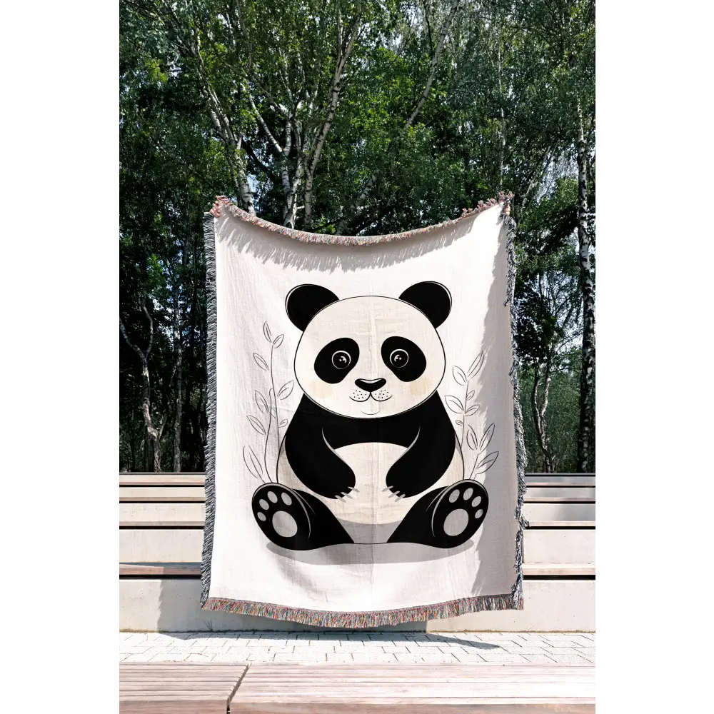 Baby Panda Personalized Woven Blanket