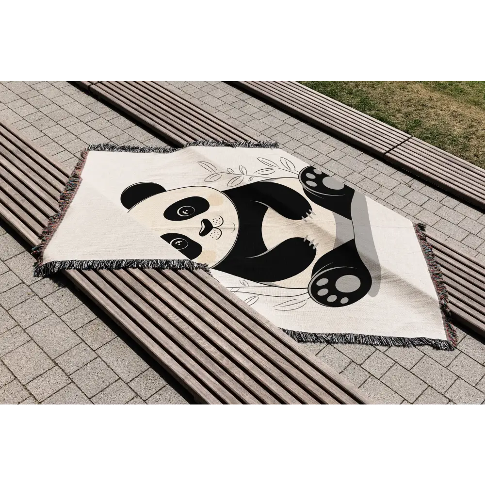 Baby Panda Personalized Woven Blanket