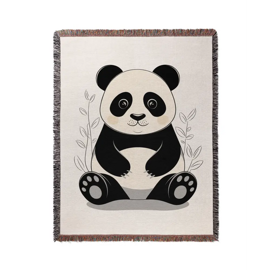 Baby Panda Personalized Woven Blanket