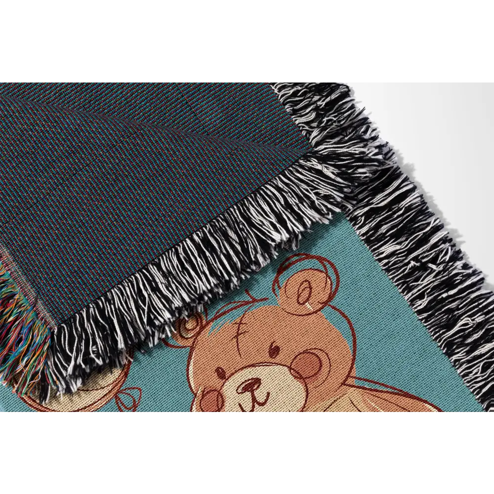 Bear with Balloon Personalized Woven Blanket