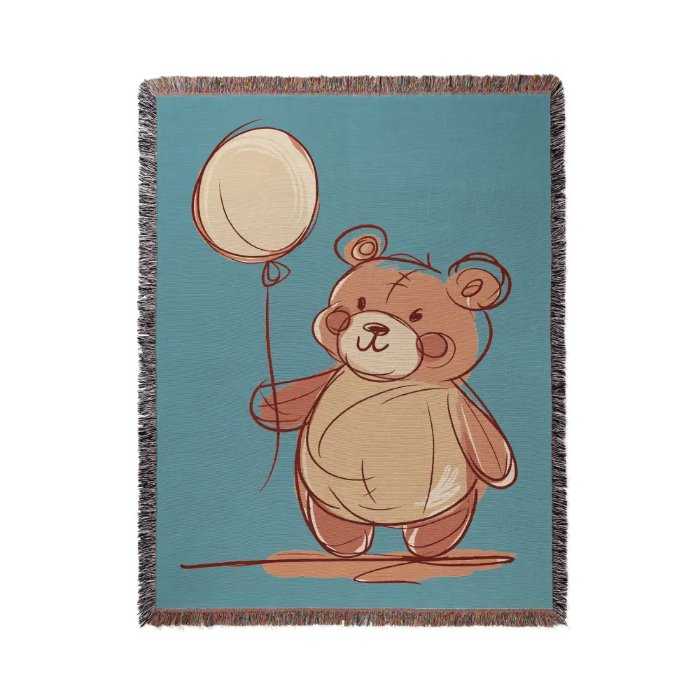 Bear with Balloon Personalized Woven Blanket