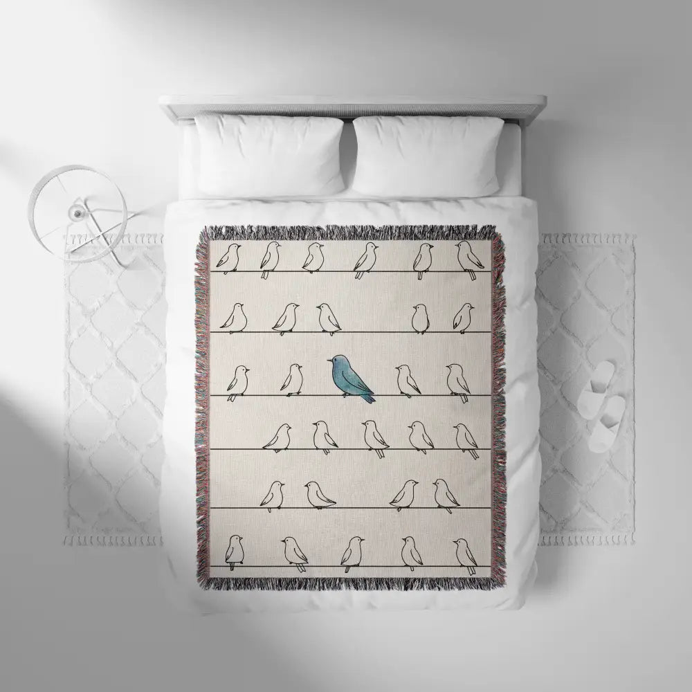 Birds On Wire Personalized Woven Blanket