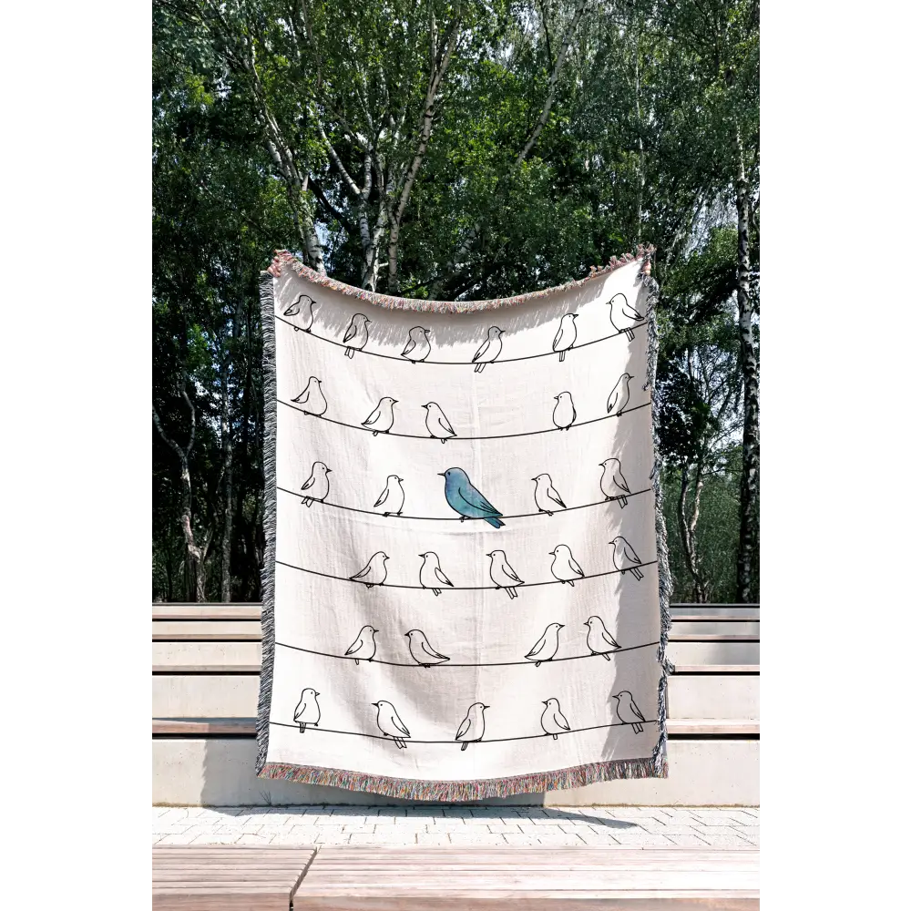 Birds On Wire Personalized Woven Blanket