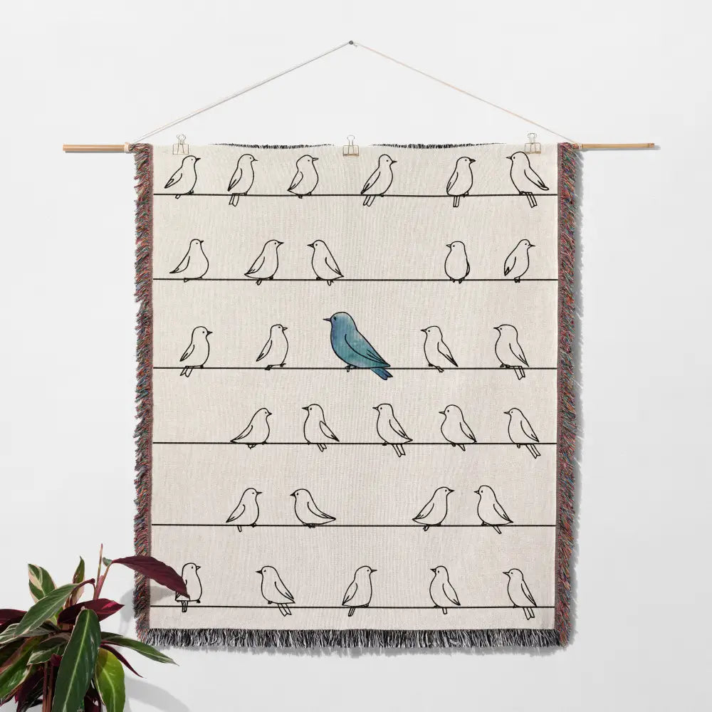 Birds On Wire Personalized Woven Blanket