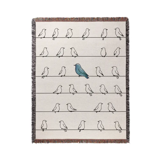 Birds On Wire Personalized Woven Blanket