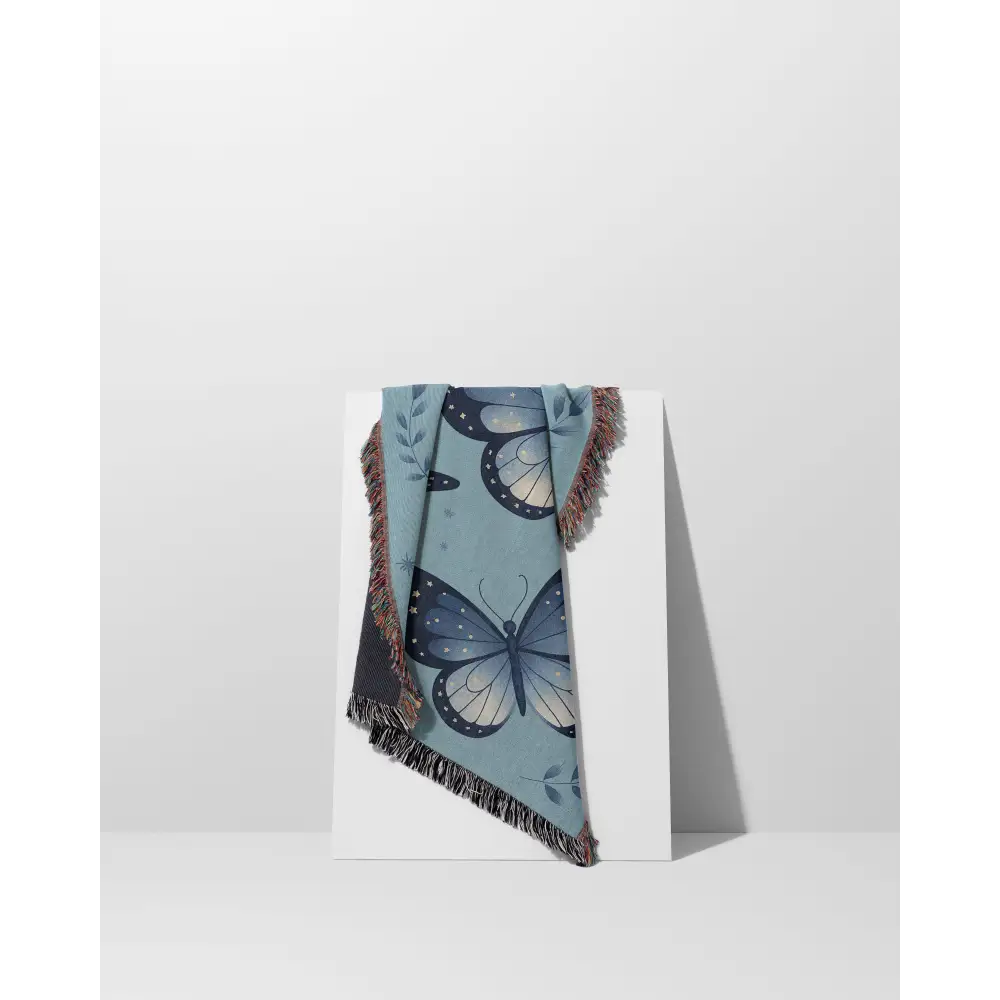 Blue Butterflies Personalized Woven Blanket