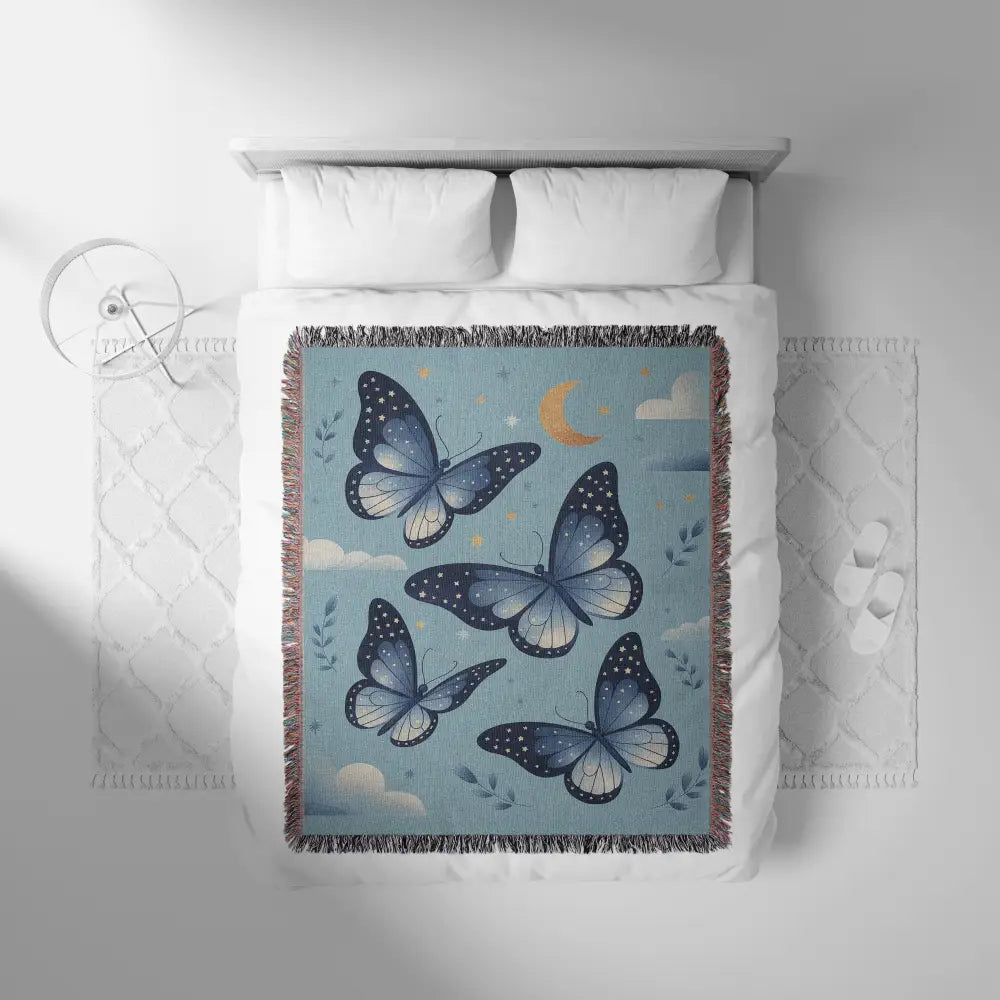 Blue Butterflies Personalized Woven Blanket