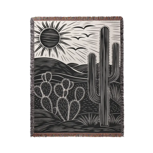 Cactus Pattern Personalized Woven Blanket