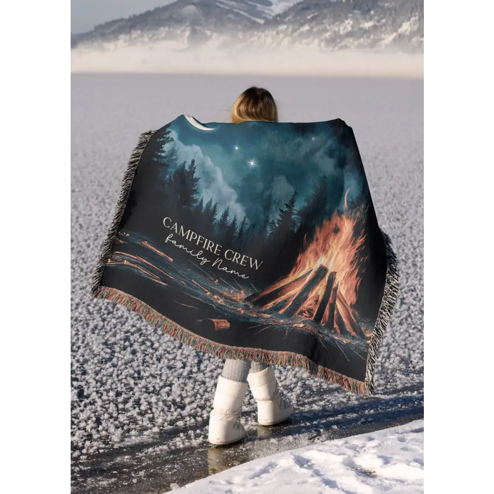 Campfire Crew Personalized Woven Blanket