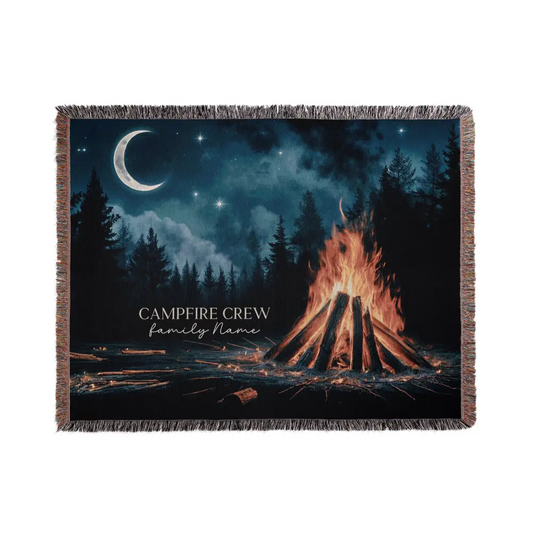 Campfire Crew Personalized Woven Blanket