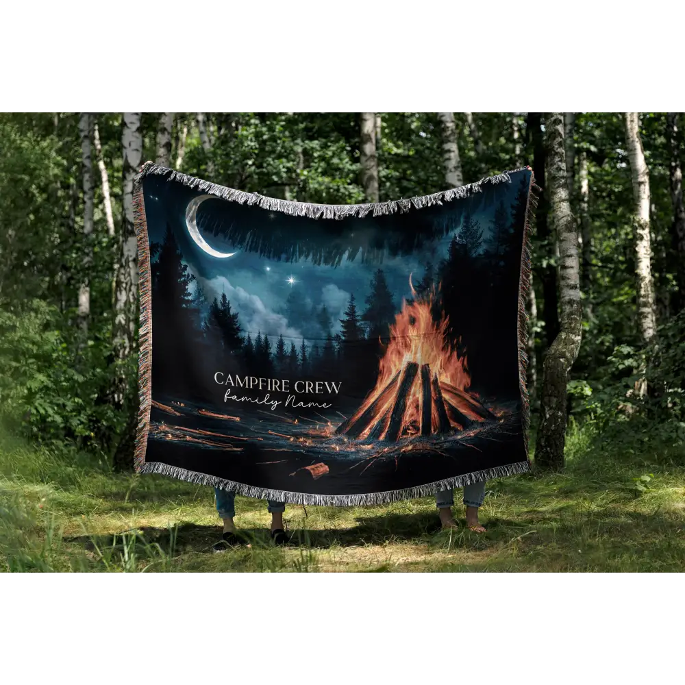 Campfire Crew Personalized Woven Blanket