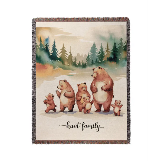 Forest Family Personalized Woven Blanket