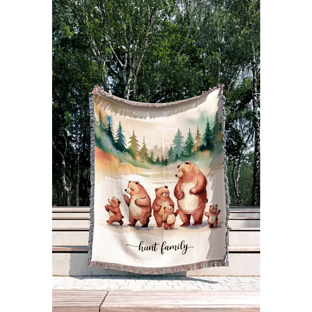 Forest Family Personalized Woven Blanket