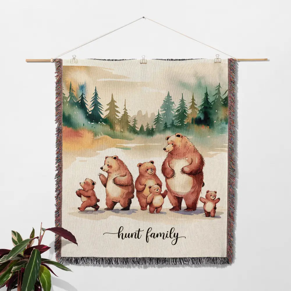 Forest Family Personalized Woven Blanket