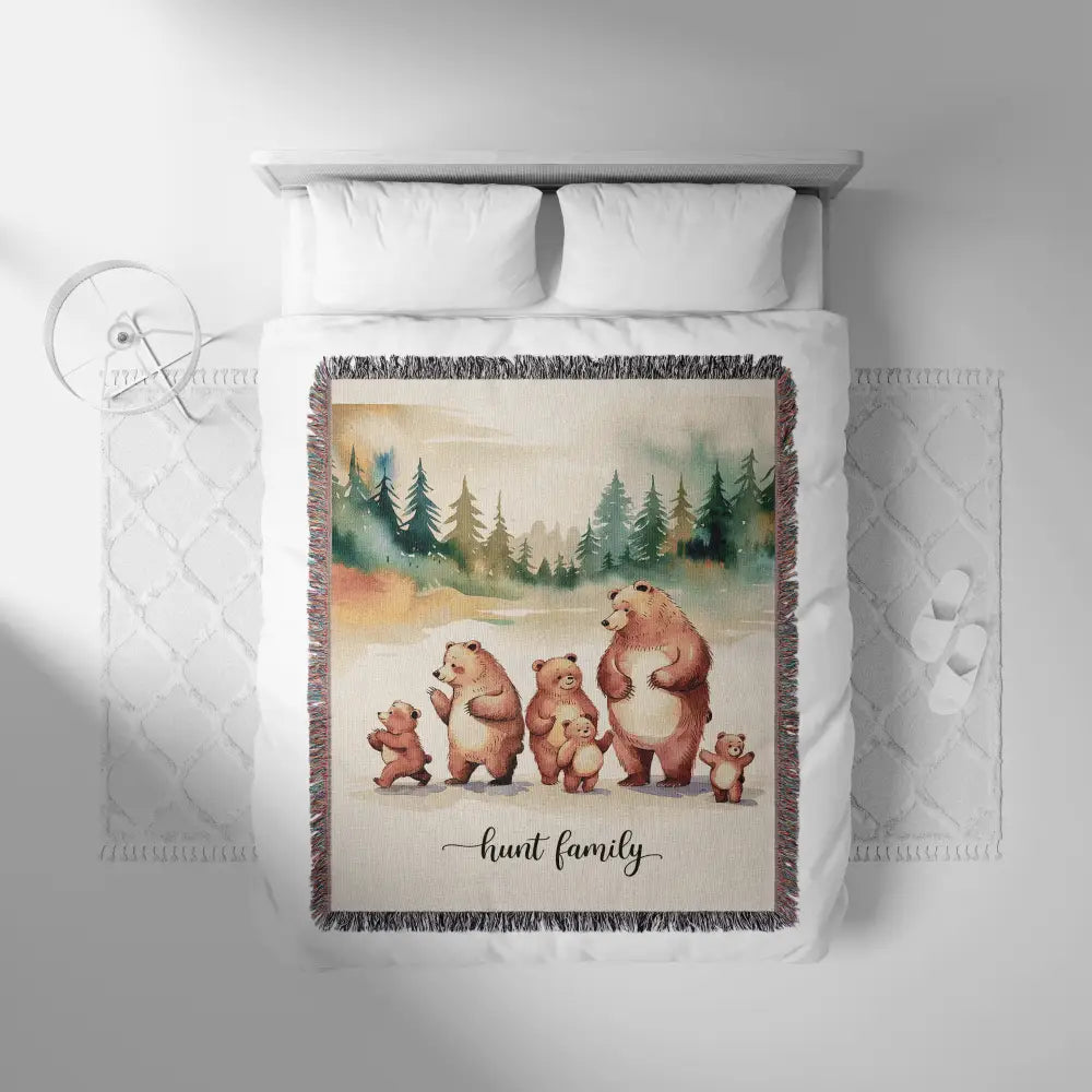 Forest Family Personalized Woven Blanket