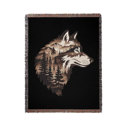 Forest Wolf Personalized Woven Blanket