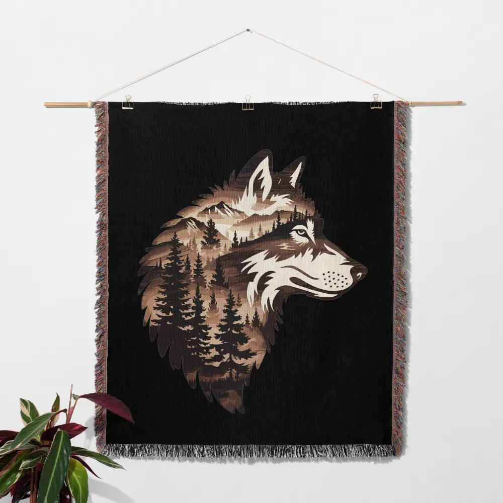 Forest Wolf Personalized Woven Blanket