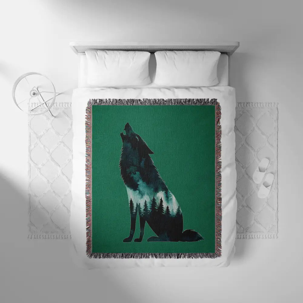 Forest Wolf Personalized Woven Blanket