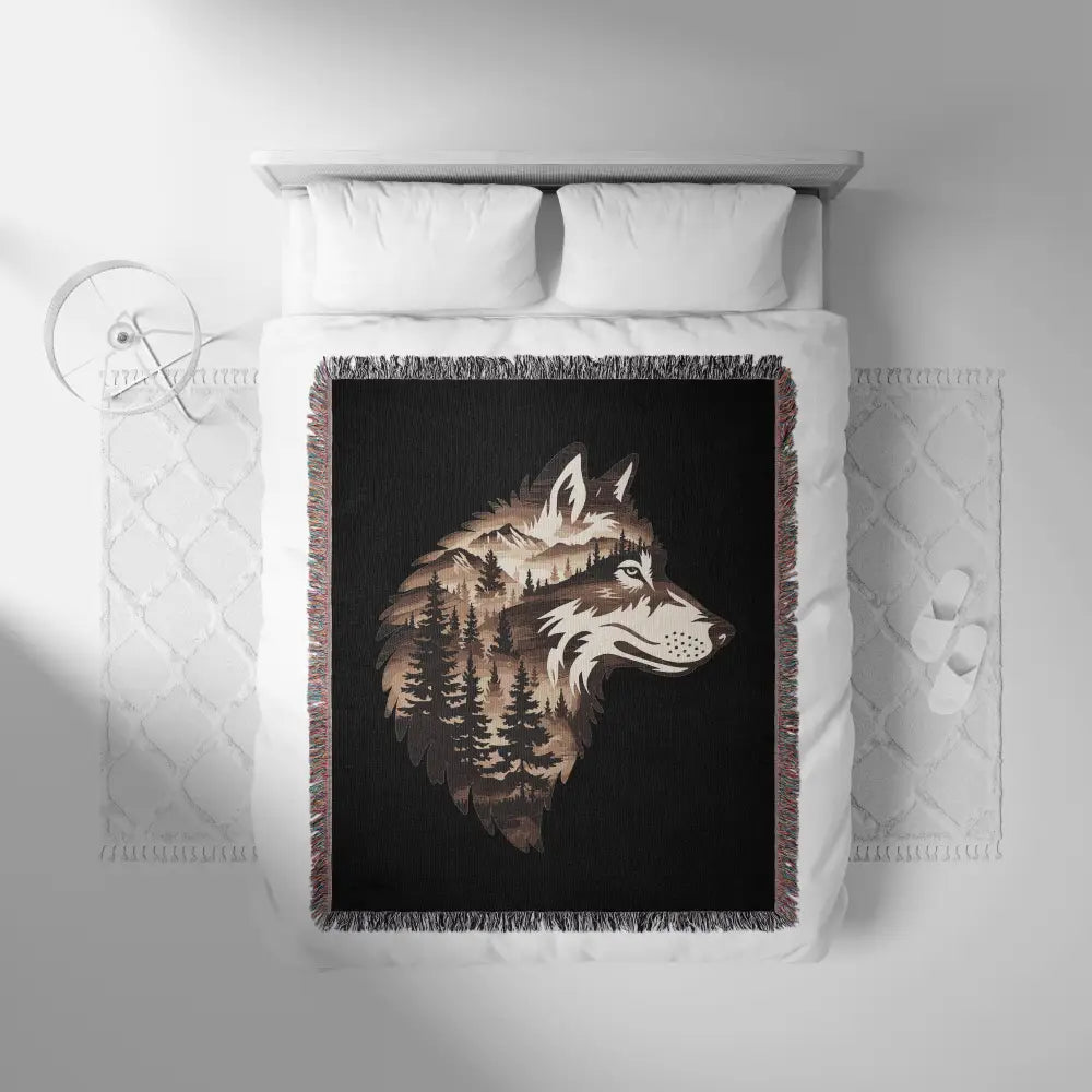 Forest Wolf Personalized Woven Blanket