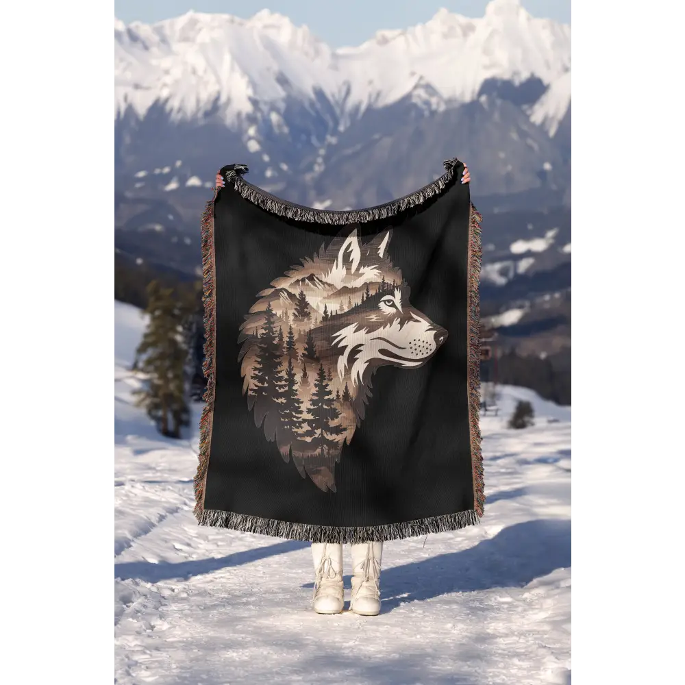 Forest Wolf Personalized Woven Blanket