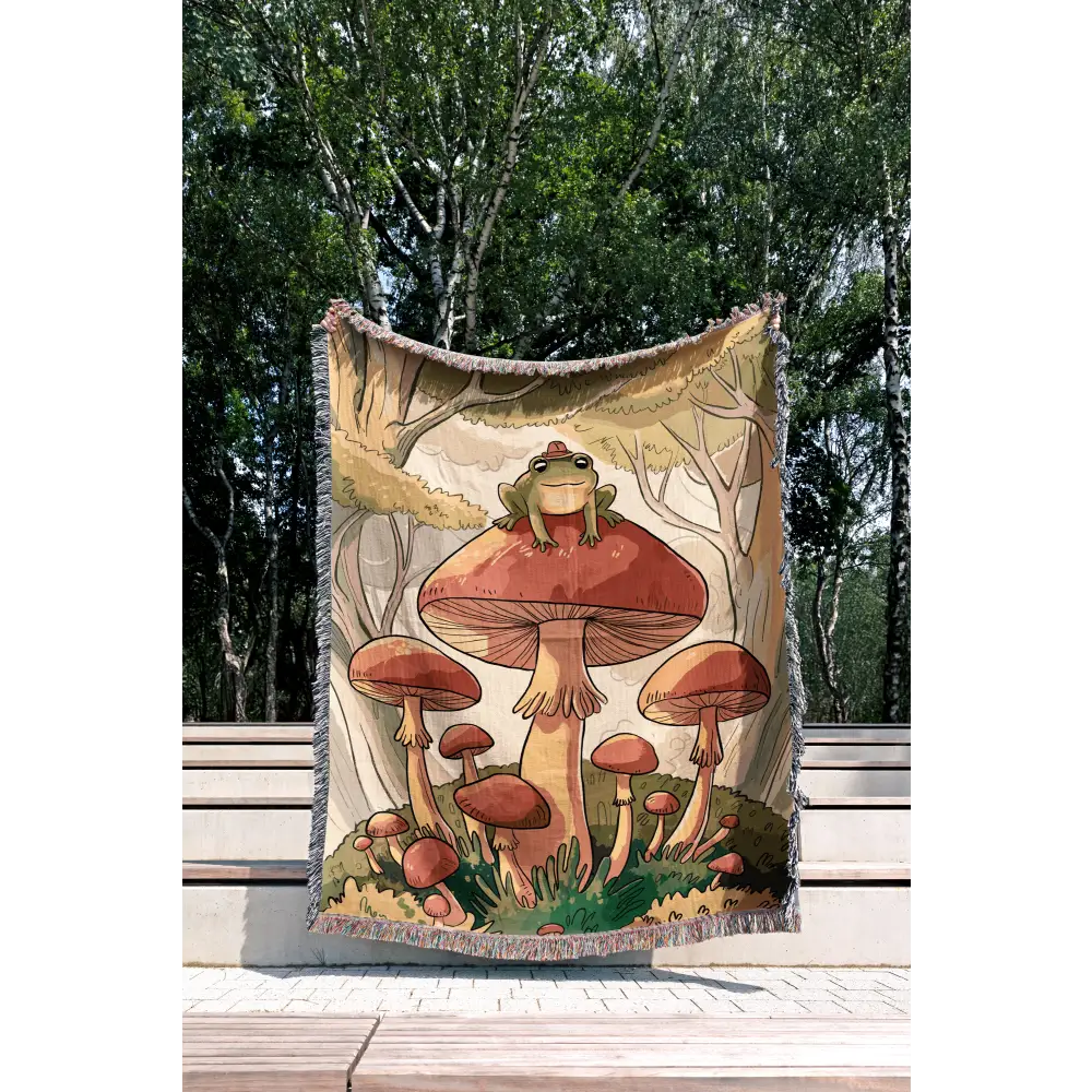 Frog Mushroom Personalized Woven Blanket