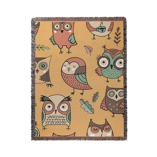 Fun Owls Personalized Woven Blanket