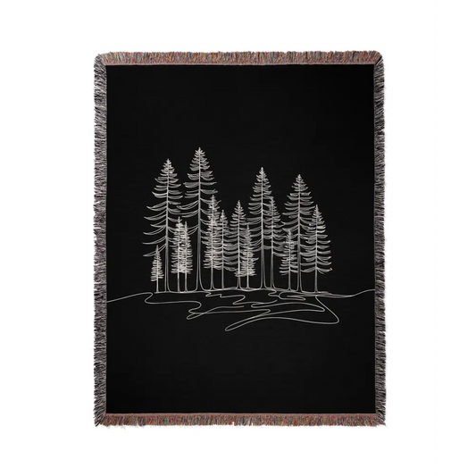 Line Art Trees Personalized Woven Blanket