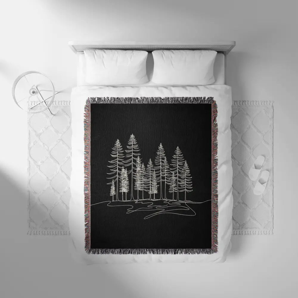 Line Art Trees Personalized Woven Blanket