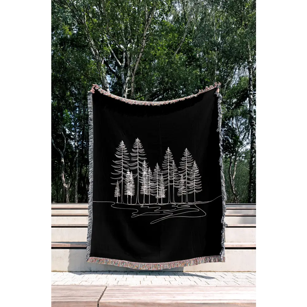 Line Art Trees Personalized Woven Blanket