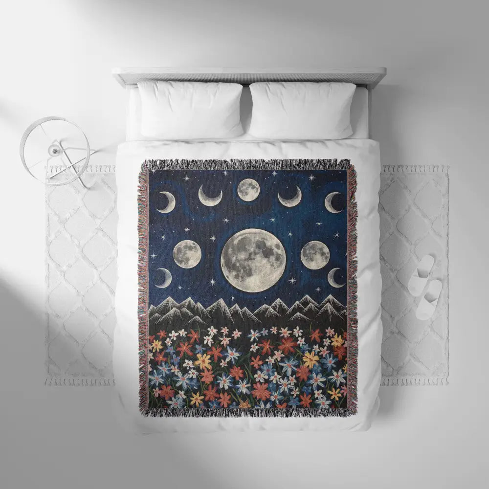 Moon Phases Personalized Woven Blanket