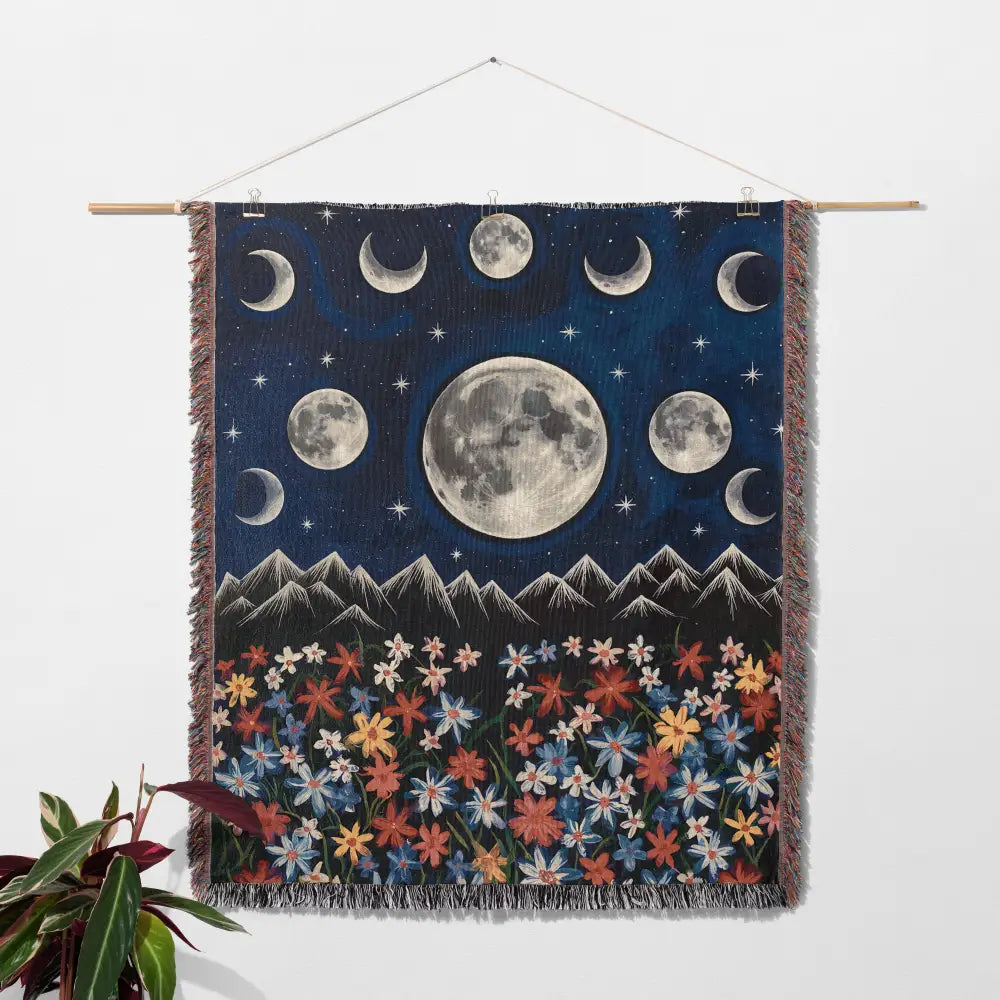 Moon Phases Personalized Woven Blanket