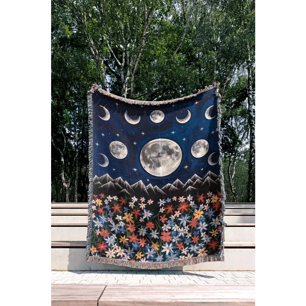 Moon Phases Personalized Woven Blanket